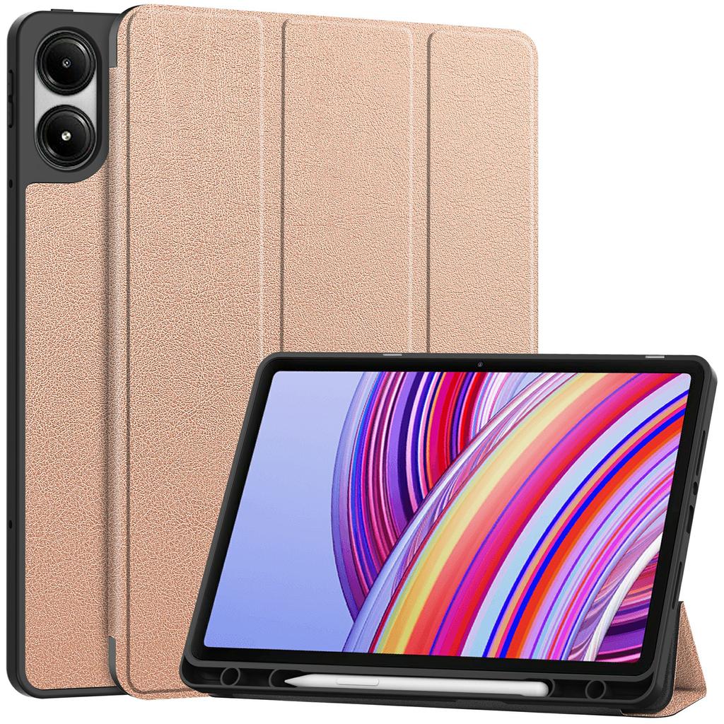 Чехол для планшета Xiaomi Redmi Pad Pro/Redmi Pad Pro 5G/Poco Pad 4G, трехскладная подставка, кожаный чехол со слотом для стилуса