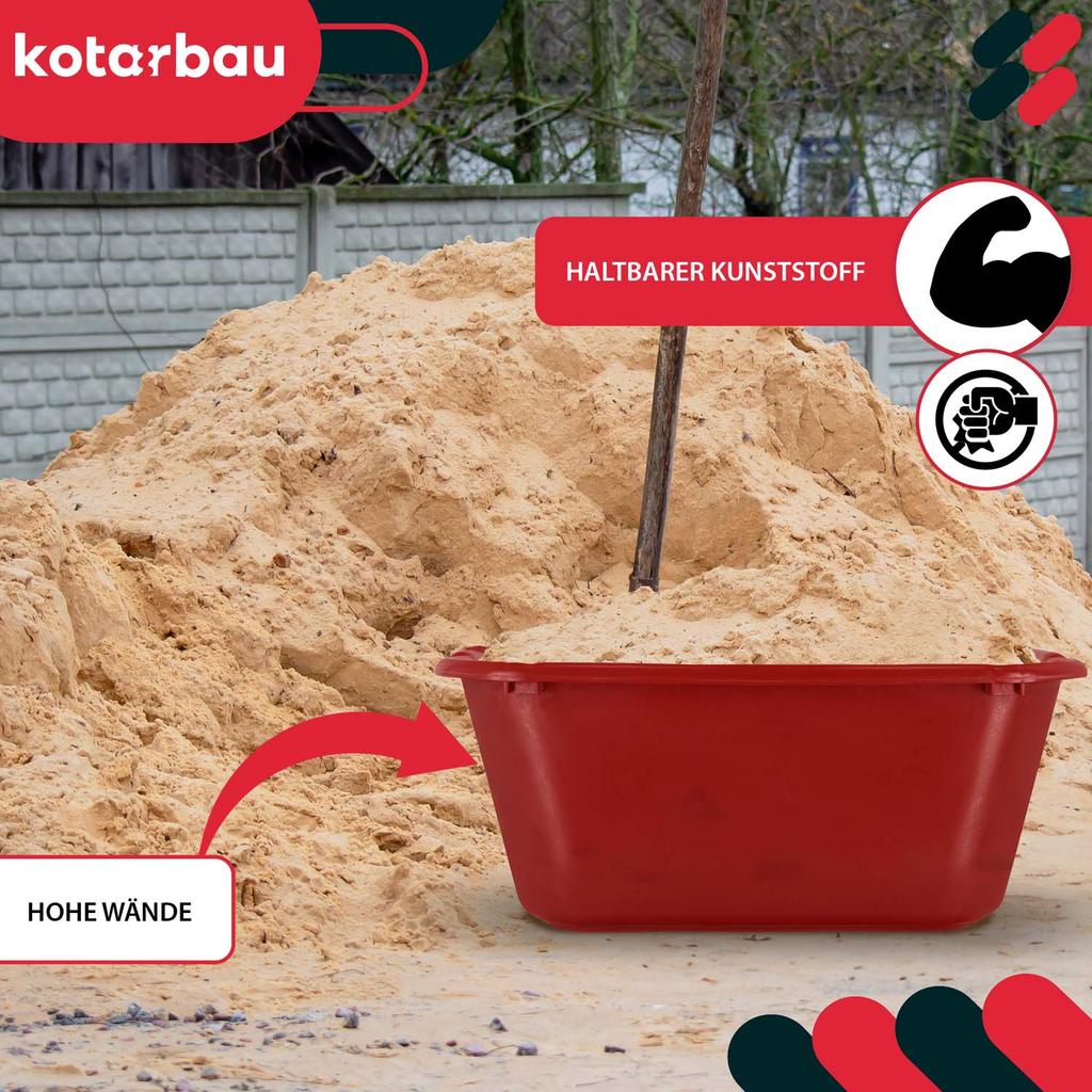 KOTARBAU® Rectangular Garden Construction Container Mortar Container 55 L Red Set of 3
