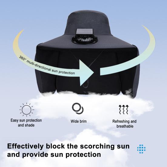 Шляпа с вентилятором, широкополая шаль, шляпа для рыбалки с двухрежимным вентилятором, 3 регулируемых скорости, защита от УФ-лучей, уличная шляпа