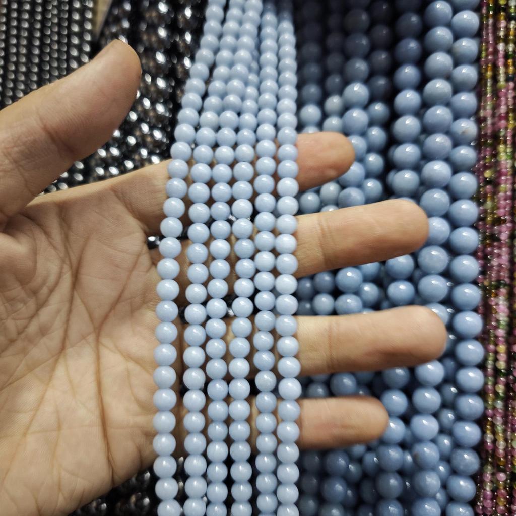 Серия «Синий» Бусины из натурального камня Аквамарин и Голубой кружевной агат для изготовления украшений своими руками