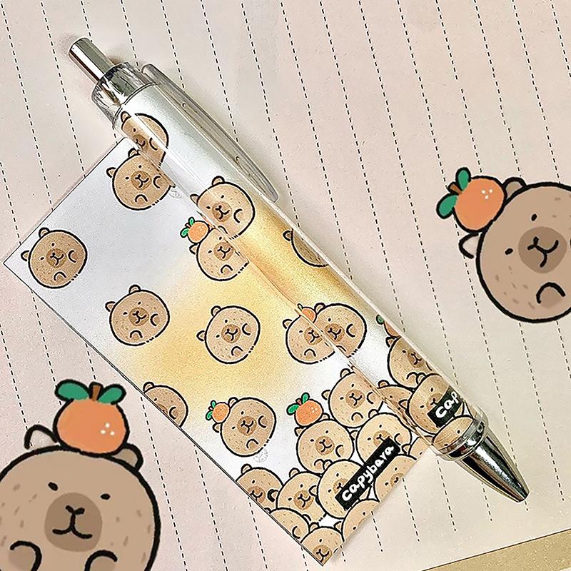 Capybara Press Pen Cartoon Cute Roll Paper Гелевые ручки Student 0.5Mm Быстросохнущая ручка для письма Kawaii Креативные канцелярские принадлежности