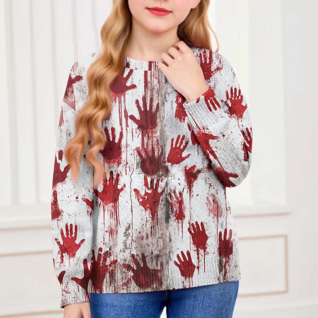 Толстовки на Хэллоуин для детей, мальчиков и девочек, вязаный свитер, милая рубашка, осенние пуловеры с круглым вырезом