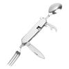 Camping Cutlery Set 4 In 1 Portable Stainless Steel Flatware Hiking Set Multitools Flatware Picnic Utensil Set Foldable Tool