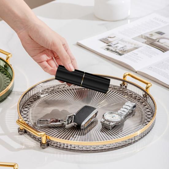 Акриловый сервировочный поднос, круглое сервировочное блюдо с ручками, декор для журнального столика, десертный поднос для столовых приборов, кухонная столешница