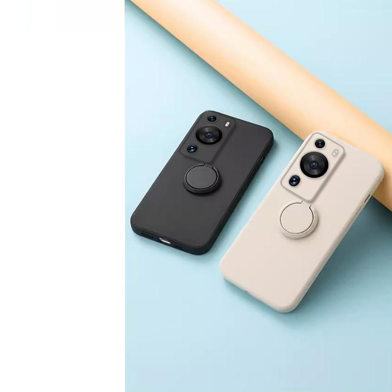 Сплошной цветной мягкий силиконовый чехол для телефона Huawei P60 Pro P50 P40 P30 P20 Lite с кольцом-подставкой и держателем для объектива камеры, защита задней панели