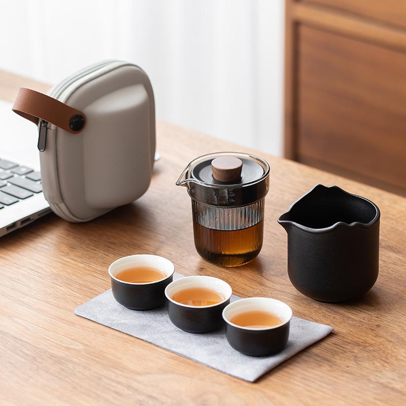 Travel tea set business gift glass outdoor pot 2346 ceramic express cup tea