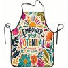 1pc Empower Your Potential Motivational Floral Print Apron, Durable and Easy To Clean, Adjustable Waistband, Polyester Material,