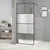 VidaXL Shower Wall Screen Partition Shower Cabin Bathroom Interior Splash Resistance Black 90x195 Cm 152126