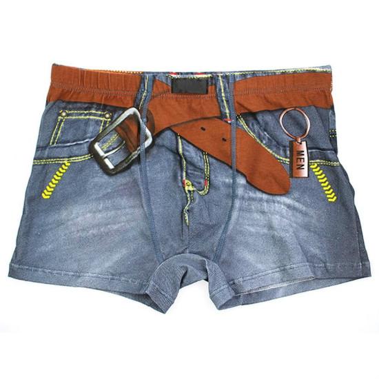 Мужские трусы боксеры с джинсовым принтом