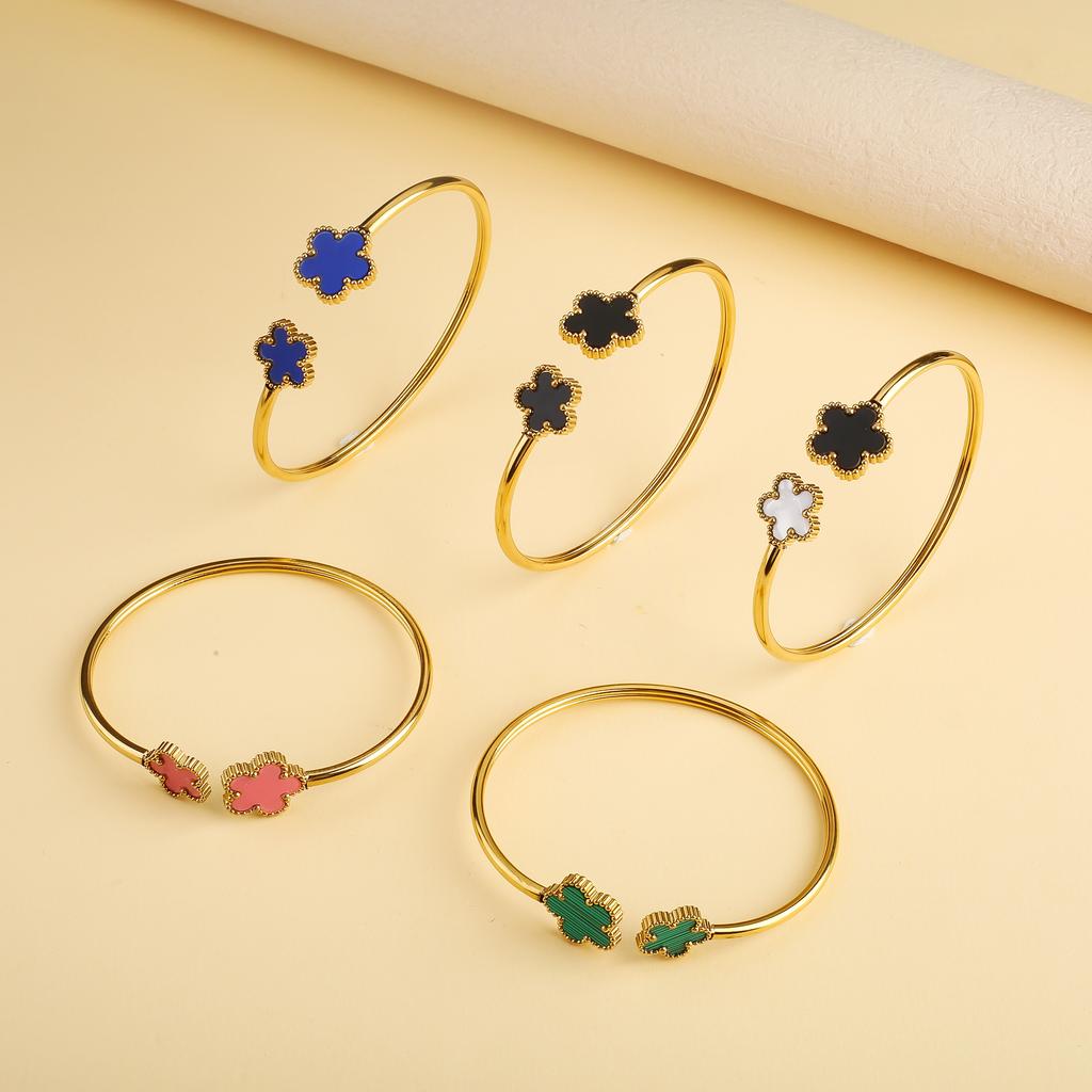 Классический роскошный пятилистный цветок из нержавеющей стали открытый браслет Браслет 'Счастливая трава' Девочка Девочка годовщина свадьба ювелирные изделия Cl