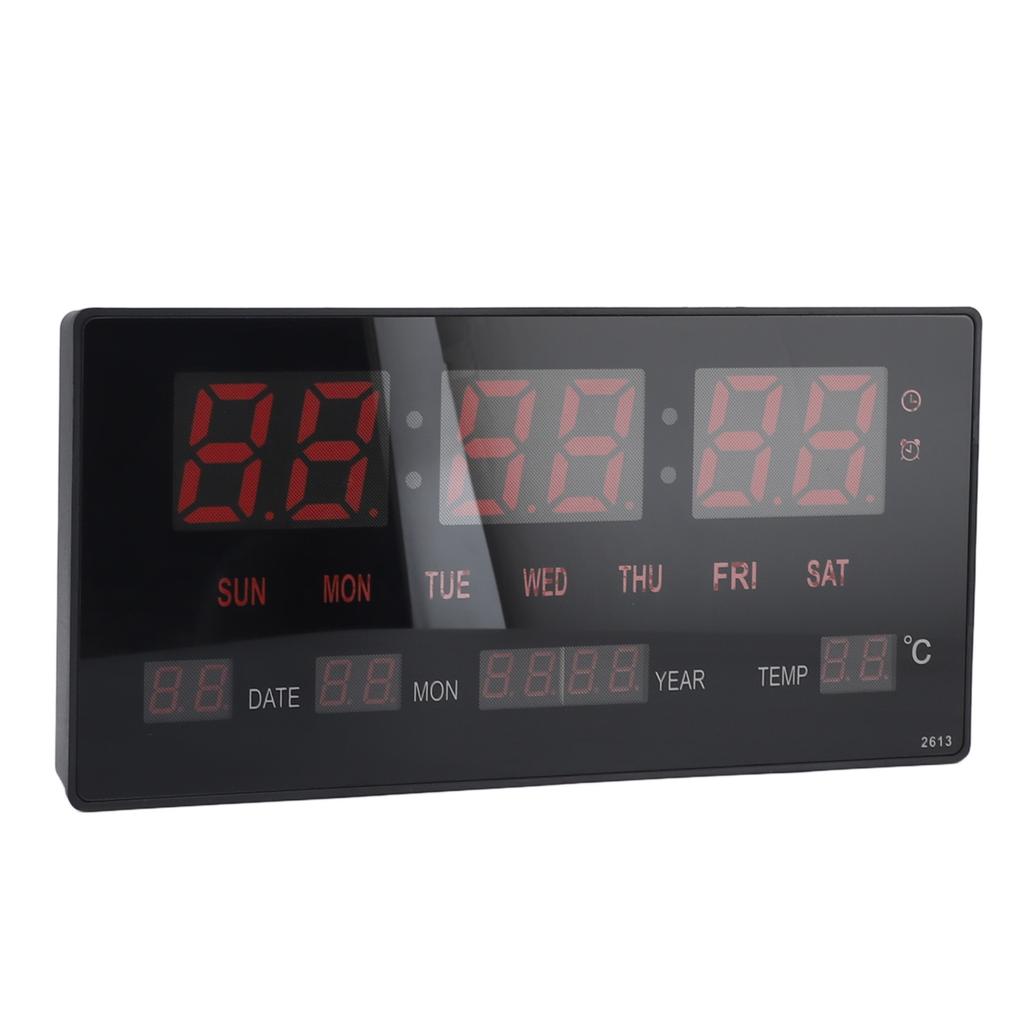 LED Number Clock Large Big Digital Display with Temperature Wall Alarm US Plug 100‑240V