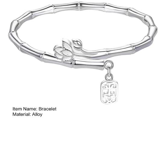 Цветочный декор, женский браслет, китайский иероглиф, кулон, регулируемая форма бамбука, открытый браслет, ювелирные аксессуары