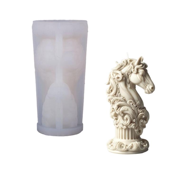 Artistic Horse Sculpture Candle Making Mould Silicone Roman Column Base For Customes Scented Candle Crafting Project