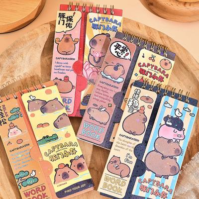 Милый мультфильм Capybara английский текстовый блокнот половина покрытия слова памяти студента мини портативный карманный экзаменационный блокнот слова