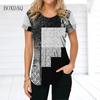 Короткие рукава клетчатые женские футболки винтажная 3D принт градиент женская футболка 6XL плюс размер женская одежда O-образный вырез повседневные топы футболка