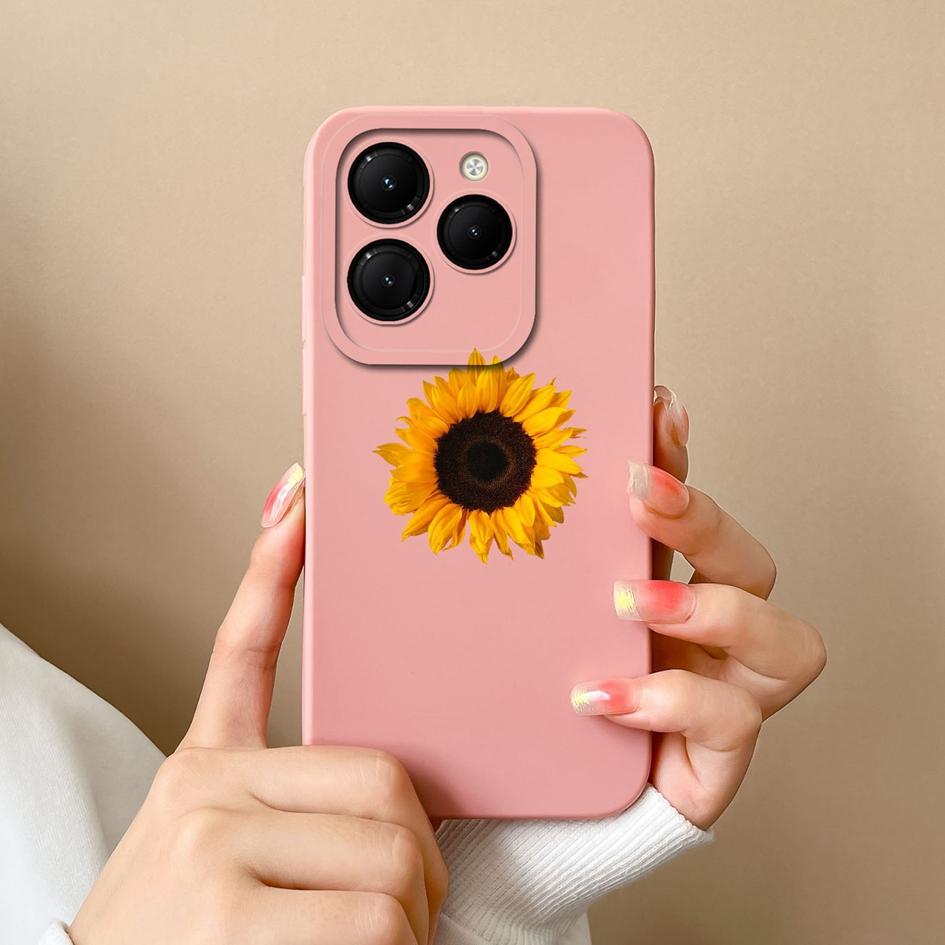 Для Infinix Hot 40 Smart 8 Note 40 Pro + GT 20 Pro задняя крышка чехол из жидкого силикона Pretty Sunflower Daisy супер противоударные чехлы для телефонов для Itel S24 Capa