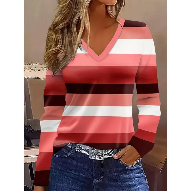 Coded Women's Fashion Women's V-Neck Long Sleeve T-Shirt