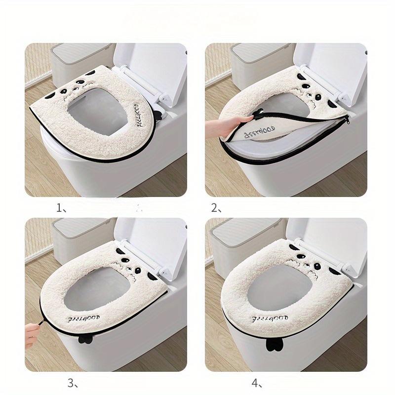 Зимняя толстая подушка для сиденья унитаза, портативная водонепроницаемая и теплая, чехол для домашнего унитаза с застежкой-молнией, только для ручной стирки, аксессуар для ванной комнаты