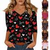 Women's T Shirt Print 3/4 Sleeve Daily Weekend Fashion Basic V- Neck Regular Top
