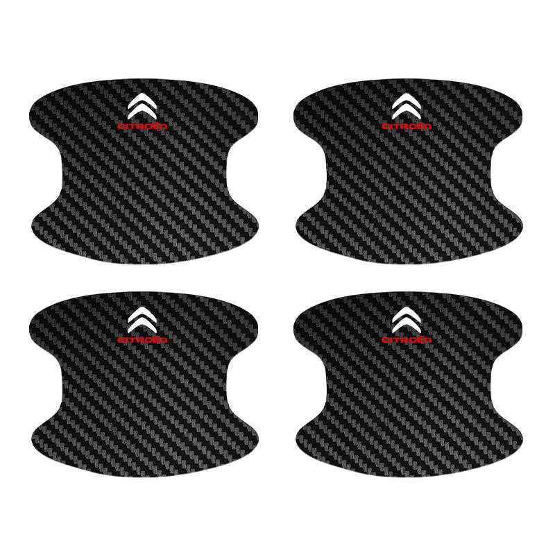 4PCS Car Door Handle Bowl Scratch Protector Carbon Fiber Stickers For Citroen C1 C2 C3 C4 C5 C6 C8 C4L DS3 DS4 DS5 DS5LS DS6 PU8