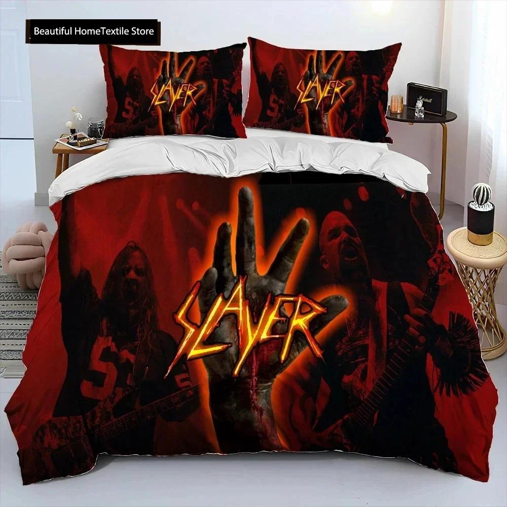 Slayer Тяжелый Металл Музыкальная Группа Постельное Белье Набор Мальчики Девочки Твин Квин Размер Пододеяльник Наволочка Постель Взрослый Мода Домашний Текстиль