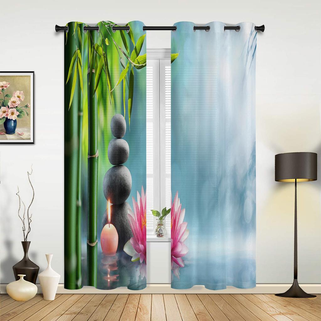 Flower Stone Pink Orchid Reflection White Curtains for Bedroom Living Room Drapes Kitchen Children Window Curtain Home Decor