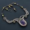 Amethyst Necklace Handmade Jewelry, 999 Copper Wire Wrapped Necklace Designer Gemstone Jewelry Adjustable Chain Necklace Gift For Mom