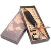 Dilib Feather Pen Fountain Pen Stand Ink Bottle Set Antique Feather Dip Pen (black)