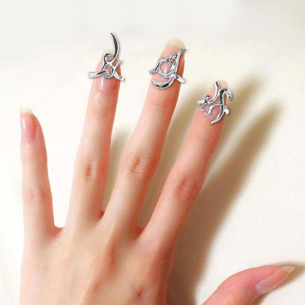 Серебряные корейские кольца на хвост Защитные кольца для ногтей Наборы колец Женские открывающиеся кольца Кольца для ногтей на пальцах