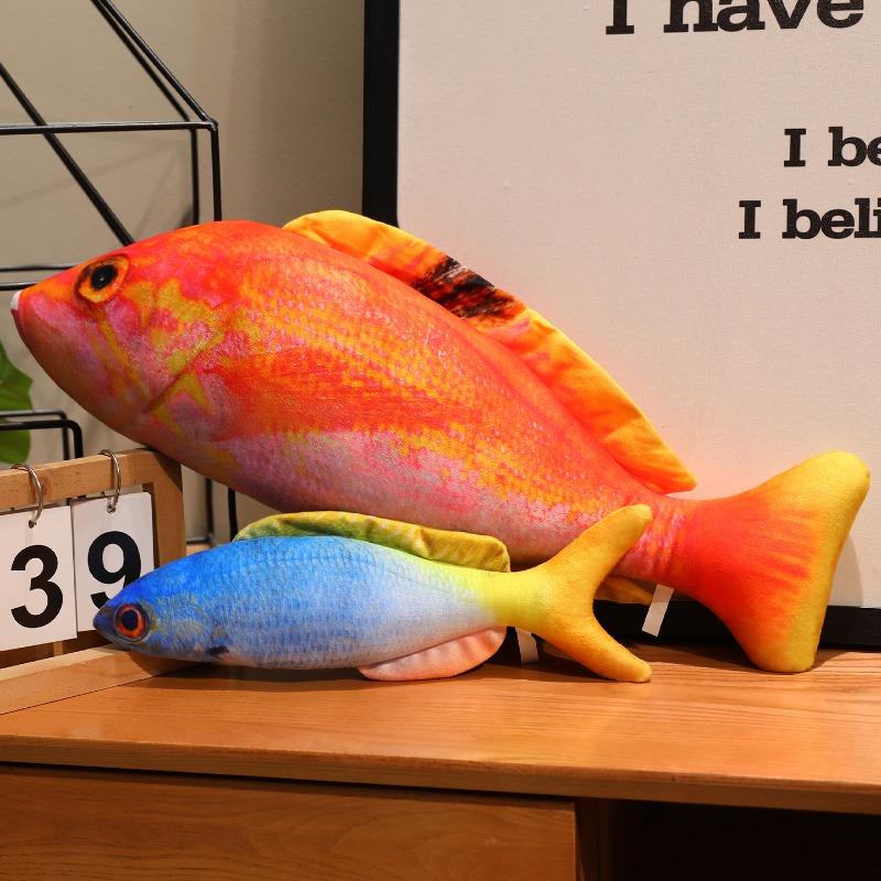 1PCS Creative Colorful Fish Cushion Pillow Simulated Sea Fish Figurine Sofa Living Room Decoration Ornaments Plush Cloth Doll Office Nap Pillows