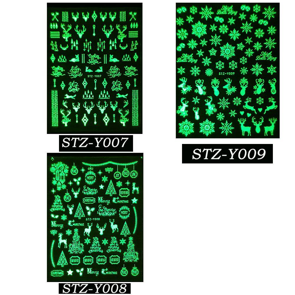Adhesive Decals Glow In The Dark DIY Manicure White Snowflakes Nail Sticker 3D Luminous Christmas