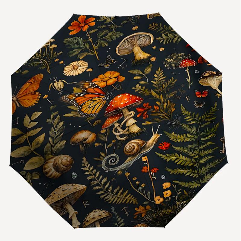 1PC Mushrooms Flowers Umbrella-8-Rib Reinforced Portable Folding Travel Suitable for All Seasons Outdoor Daily Use Is an Ideal Choice -K0377