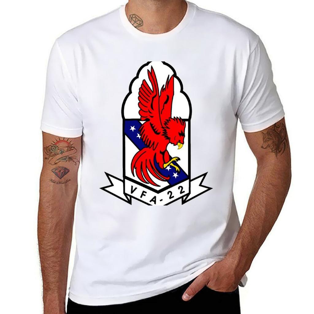 VFA22 Fighting Redcocks TShirt Vintage Print Crew Neck Tee