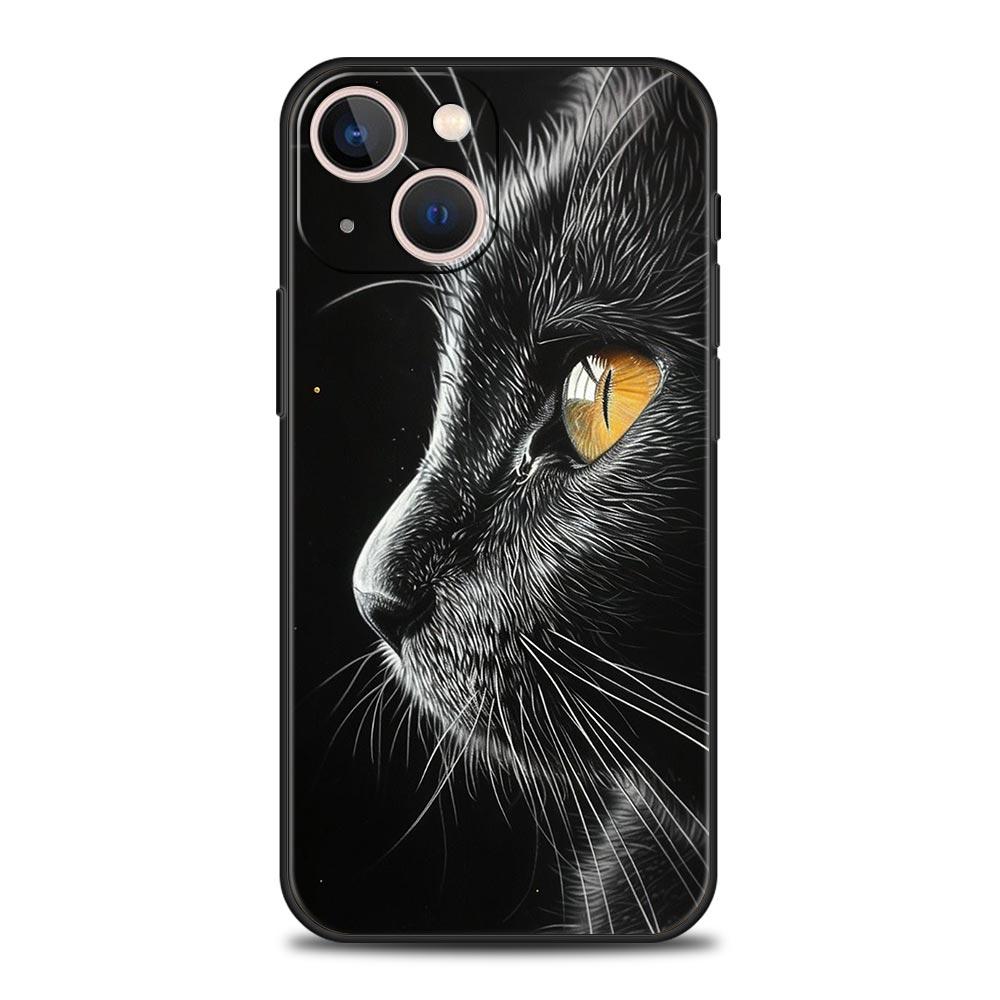 Кот Линия Черные Коты Чехол для Телефона Для iPhone 17 16 15 Pro Max 11 12 13 14 7 8 Plus SE 2020 X XR XS Чехол Мягкий Черный