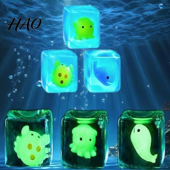 Portable Stress Cube Toy Glow-in-the-Dark Toy, Relief Squeeze Transparent Sensory Clear with Luminous Sea Animal Inside