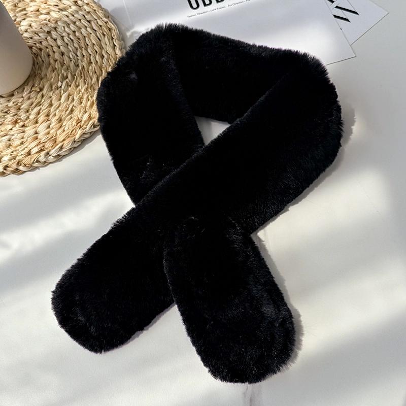 Маленький тканый шарф из кроличьего меха выдры, практичный и универсальный, осенне-зимний, корейская версия, милый теплый шарф на шею, шарф из натурального меха для женщин