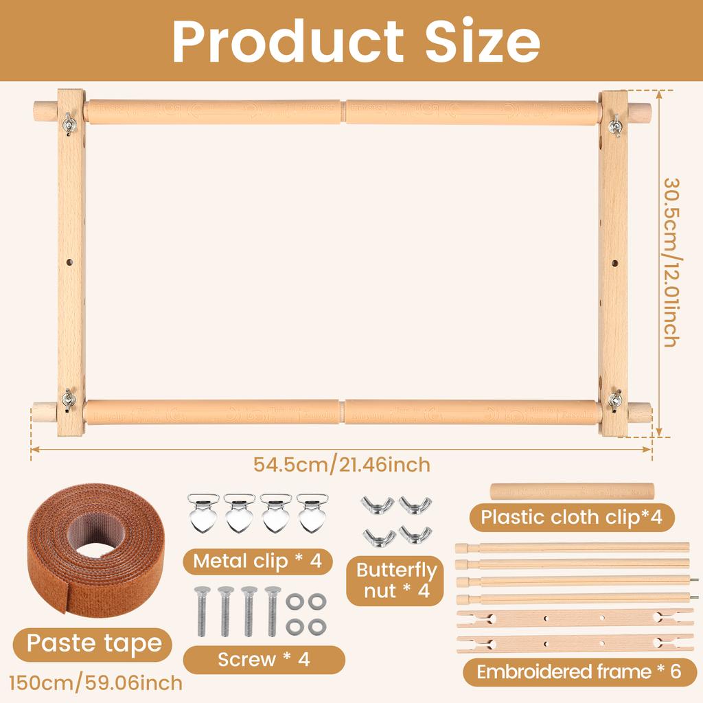Embroidery Scroll Frame Wooden Cross Stitch Scroll Frame Rotated Needlepoint Embroidery Tapestry Scroll Frame Adjustable