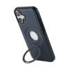 For iPhone 16 Case Magnetic Kickstand PU Leather Coated PC+TPU Phone Cover