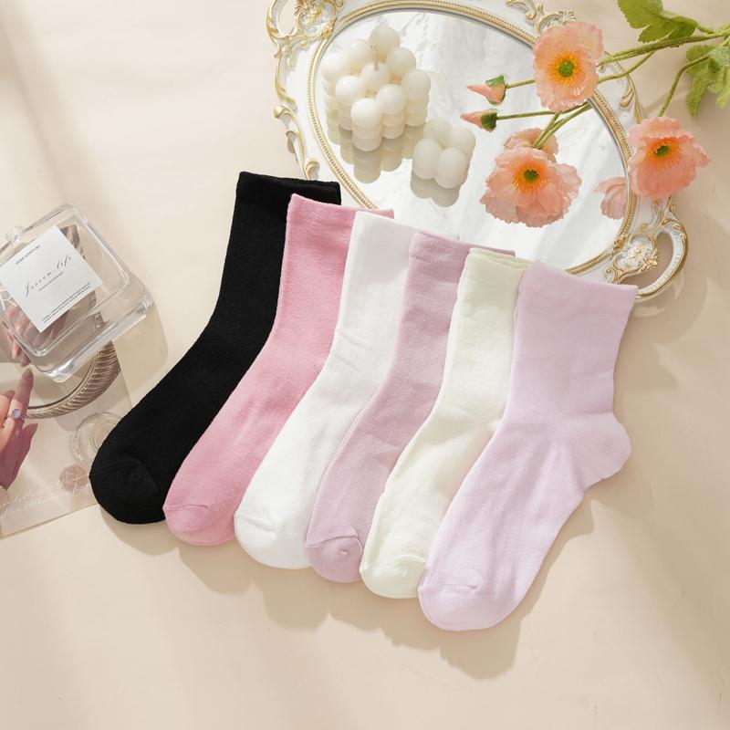 Autumn Winter Soft Comfort Breathable Dress Socks for Women Womens Cotton Crew Socks  Above Ankle Crew Socks for Casual