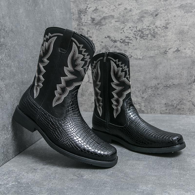 Мужские ботинки челси с крокодиловым узором, высокие мотоциклетные ботинки в стиле ретро, повседневная кожаная обувь, новое поступление, мужская официальная деловая обувь