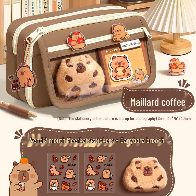 Капибара Прозрачный пенал большой вместимости, грязеотталкивающий, милый и стильный для учеников средней школы