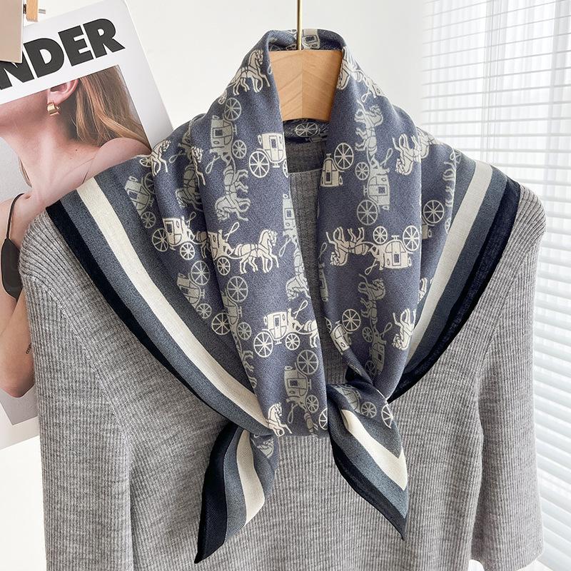 Women's French Red Cotton Silk Blend Scarf – 70CM Neck and Headscarf, Spring/Autumn Fashion Accessory