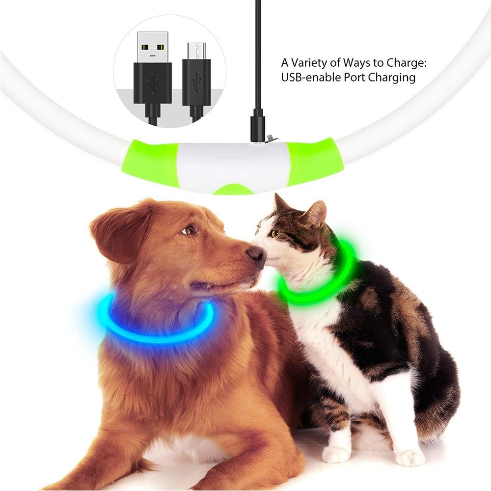 Новый светодиодный ошейник для собак 70 см с USB-подзарядкой для маленьких, средних и крупных собак