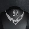 Luxury Bridal Zircon Flower Necklace & Earrings Set - Elegant Wedding Jewelry Accessories 