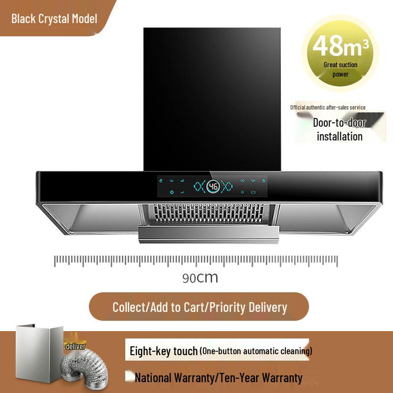 European Style High Suction Kitchen Range Hood: Top Mount T-Type with Automatic Cleaning.