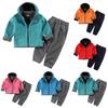 Детский осенне-зимний флисовый комплект, комплект из двух предметов для верхней одежды и брюк для мальчиков и девочек, утолщенный капюшон