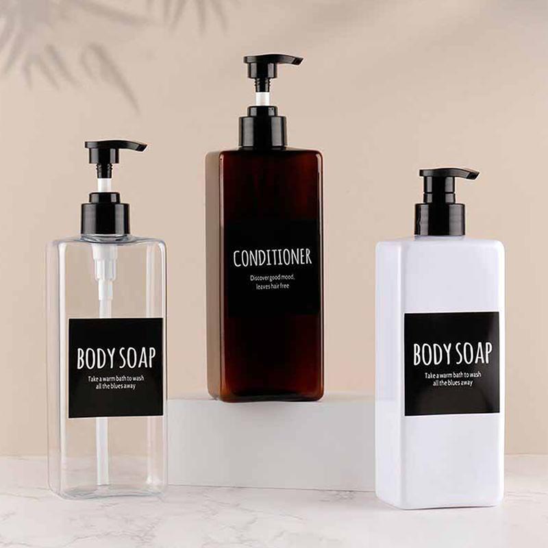 3 шт. 500 мл квадратный дозатор для мыла, многоразовая бутылка с водонепроницаемыми этикетками для жидкого мыла, лосьона, шампуня и кондиционера