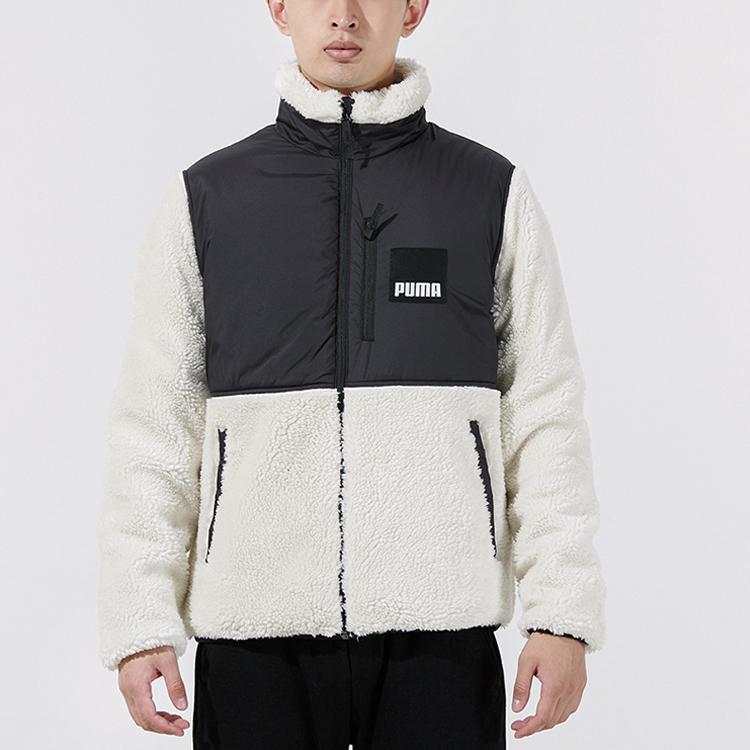 Puma Куртка из флиса Sherpa Color Block с воротником-стойкой и логотипом, мужские куртки цвета слоновой кости 846325-73