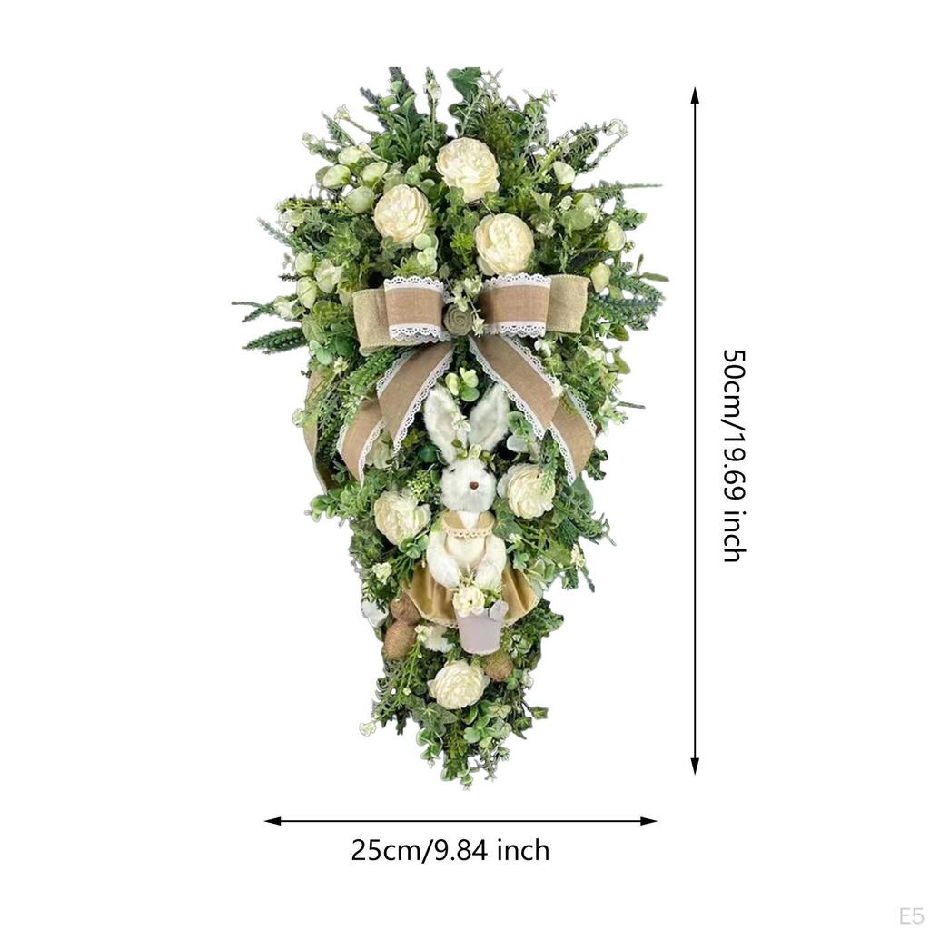 Easter Teardrop Wreath Artificial Hanging Crafts Front Door Swag for Fireplace Shelf