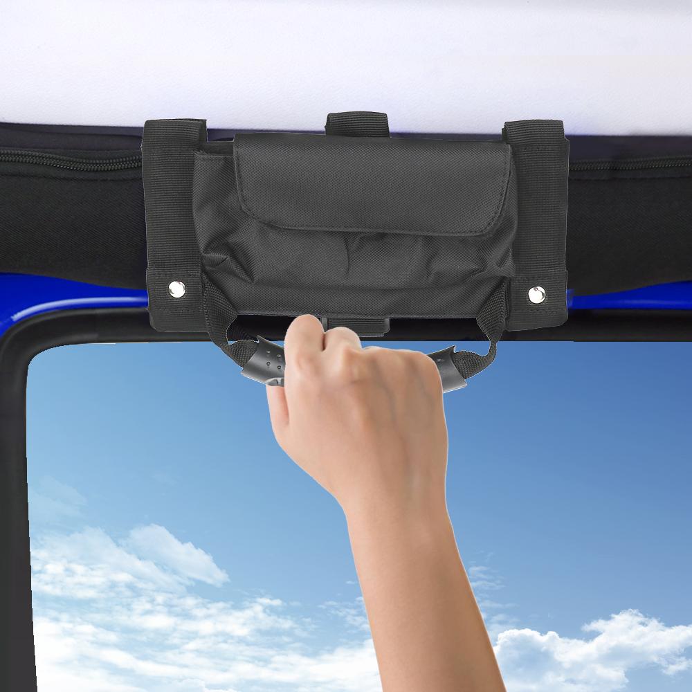 Сумка для хранения автомобильных ручек-поручней, автомобильные аксессуары с держателем для солнцезащитных очков, 1 шт. для Jeep Wrangler CJ TJ JK JL, сумка-подлокотник, черная